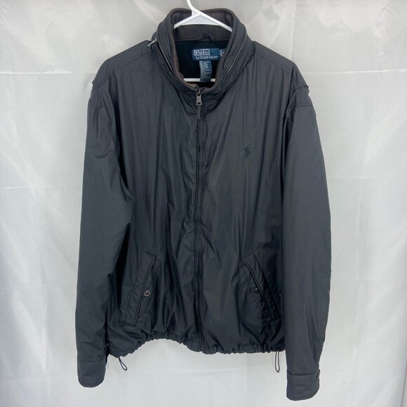 Polo Ralph Lauren Men XL Pony Perry Hooded Jacket Insulated Zip Black Packable